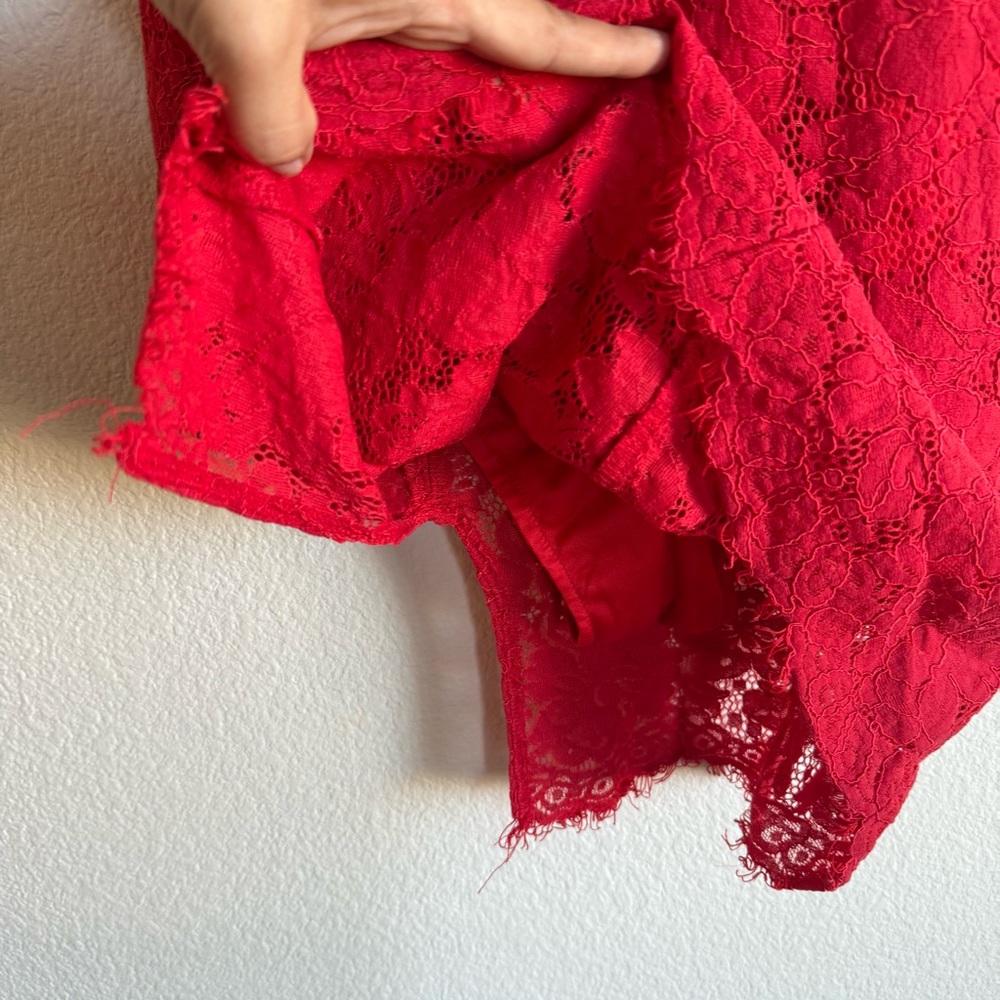 Romantic Red Lace Bodycon Flirty Date Going Out Mini Dress Women’s Size Small - Picture 4 of 5
